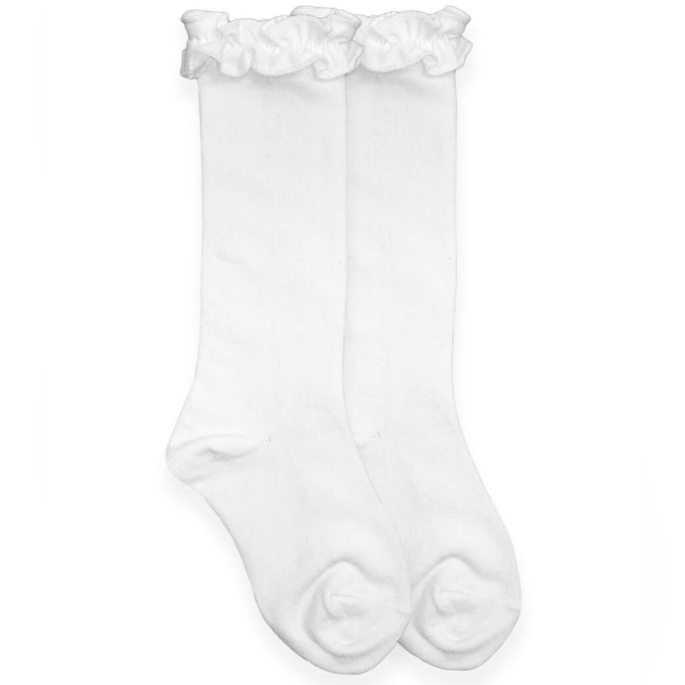 Jeffries Socks White Ruffle Knee Highs